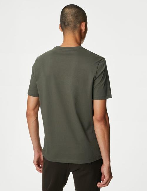 Yeşil Yumuşak Dokulu V Yaka T-Shirt