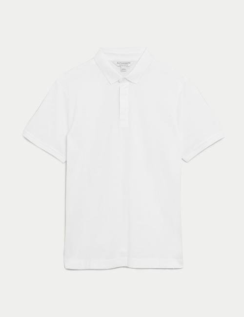 Beyaz Saf Pamuklu Kısa Kollu Polo Yaka T-Shirt
