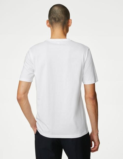 Beyaz Yumuşak Dokulu Kısa Kollu T-Shirt