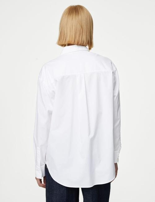 Beyaz Saf Pamuklu Uzun Kollu Gömlek