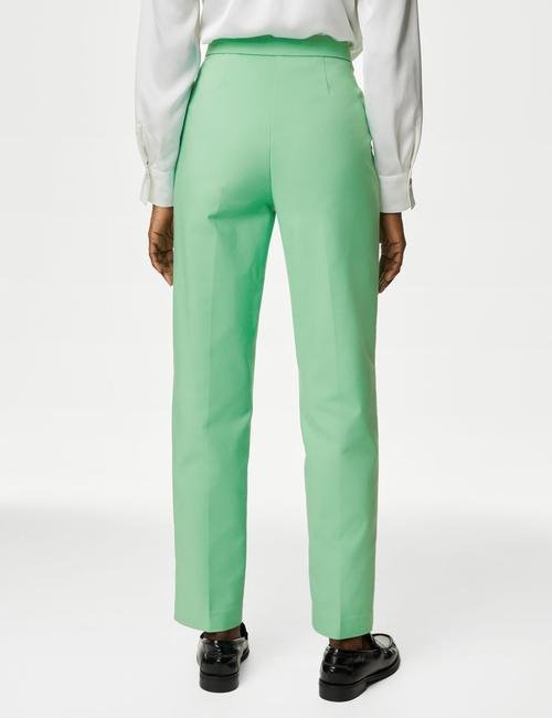 Yeşil Slim Fit Yüksek Bel Pantolon