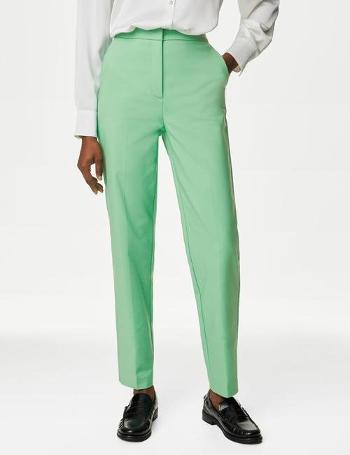 Yeşil Slim Fit Yüksek Bel Pantolon