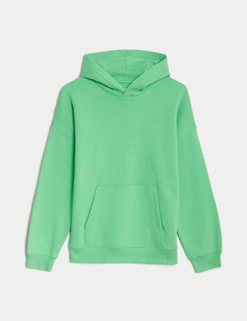 Yeşil Kapüşonlu Oversize Sweatshirt (6-16 Yaş)