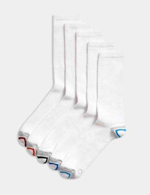 Beyaz 5'li Pamuklu Spor Çorabı Seti