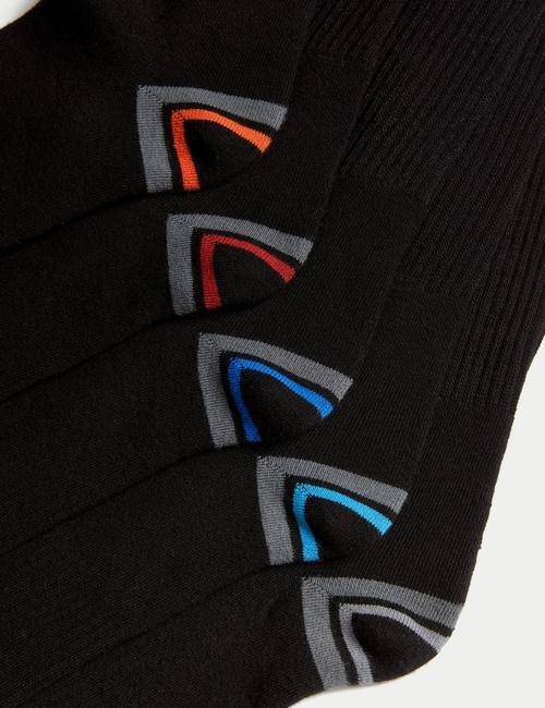 Siyah Mix 5'li Pamuklu Spor Çorabı Seti