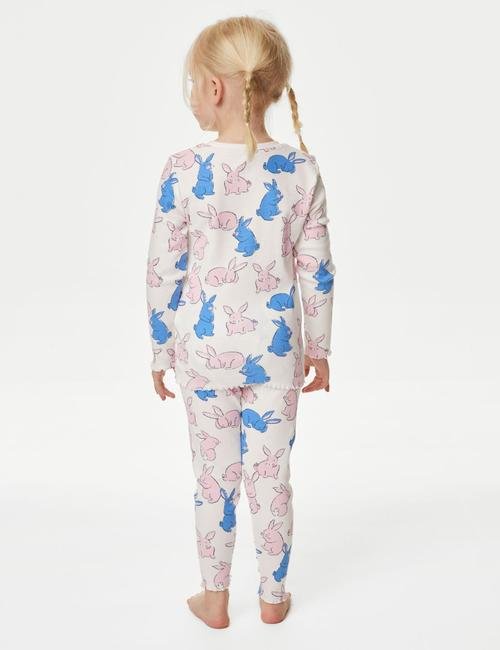 Multi Renk Tavşan Desenli Uzun Kollu Pijama Takımı (1-8 Yrs)