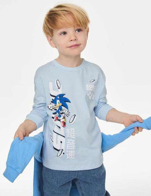 Mavi Uzun Kollu Sonic The Hedgehog™ T-Shirt (2-8 Yaş)