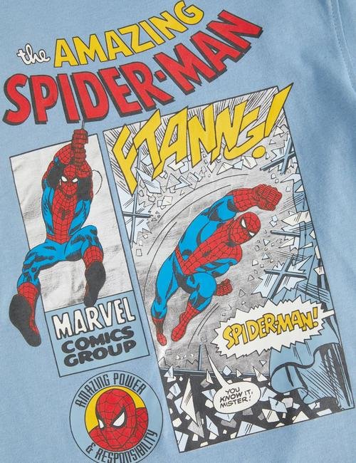 Mavi Saf Pamuklu Spider-Man:trade_mark: T-Shirt (2-7 Yaş)