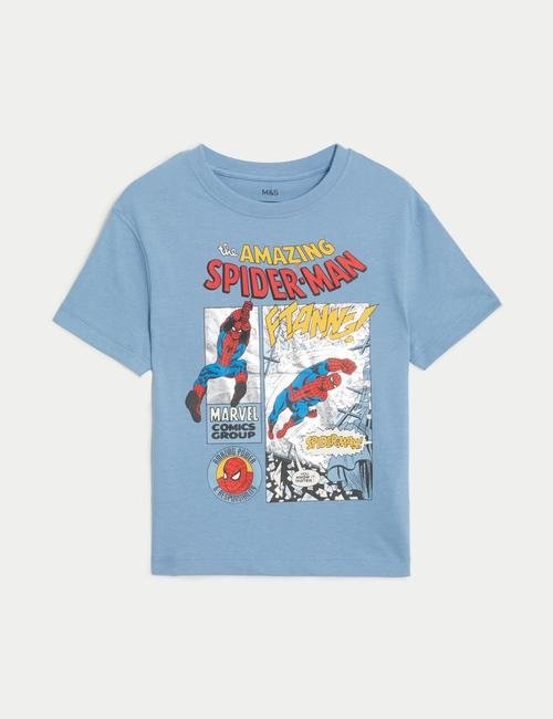 Mavi Saf Pamuklu Spider-Man™ T-Shirt (2-7 Yaş)