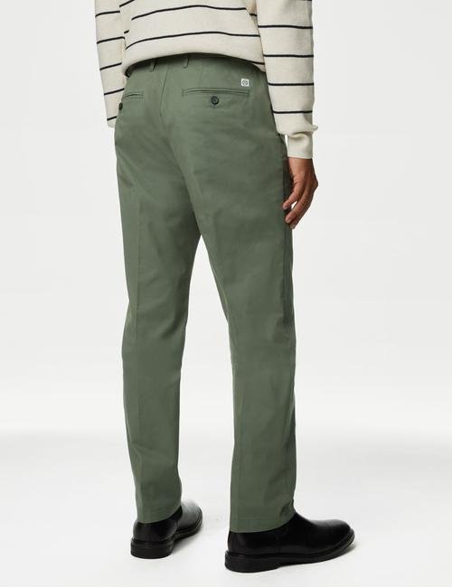 Yeşil Regular Fit Hafif Dokulu Chino Pantolon