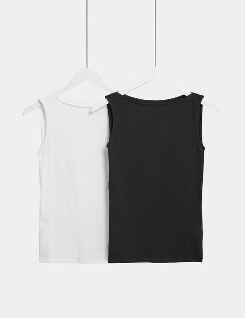 Siyah/Beyaz 2'li Kayık Yaka T-Shirt Seti