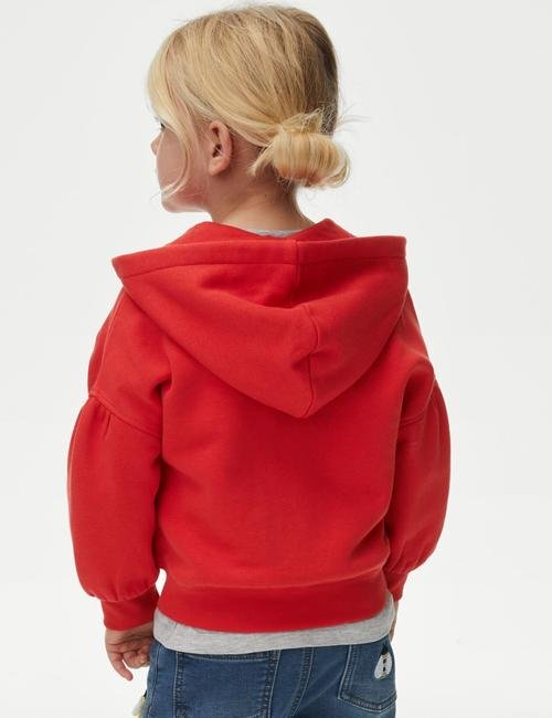 Kırmızı Desenli Fermuarlı Sweatshirt (2-8 Yaş)