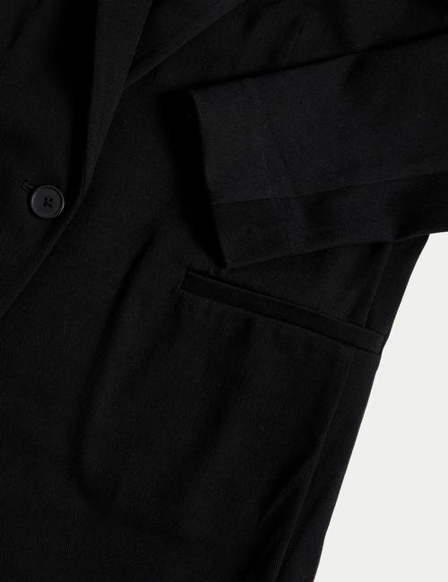 Siyah Slim Fit Örme Blazer Ceket