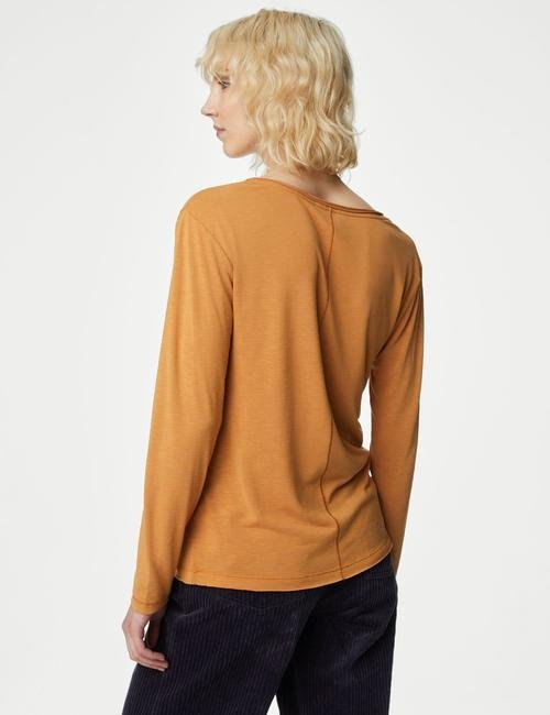 Kahverengi Regular Fit Uzun Kollu T-Shirt