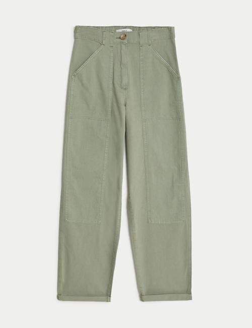 Yeşil Yüksek Bel Relaxed Fit Pantolon