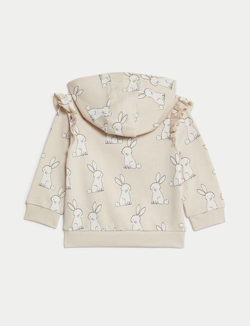 Ten Rengi Tavşan Desenli Kapüşonlu Sweatshirt (0-3 yaş)