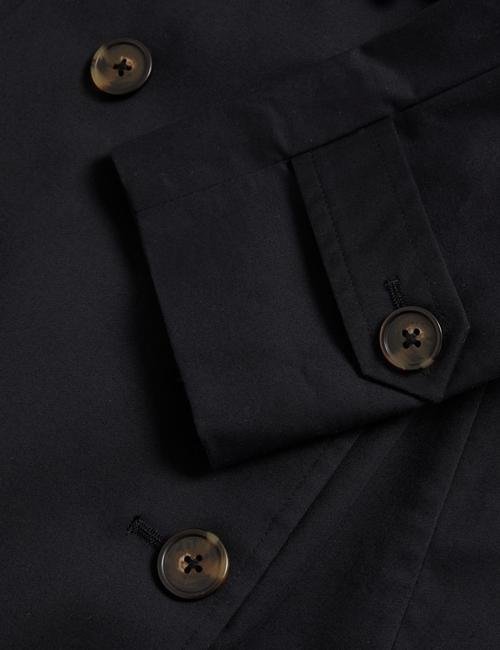 Siyah Stormwear:trade_mark: Regular Fit Uzun Trençkot