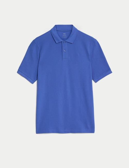 Mavi Saf Pamuklu Polo Yaka T-Shirt