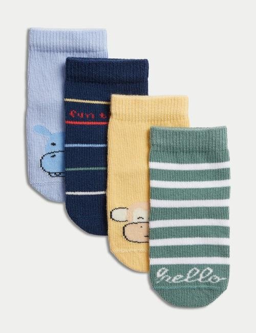 Multi Renk 4'lü Desenli Bebek Çorabı (0-3 Yaş)