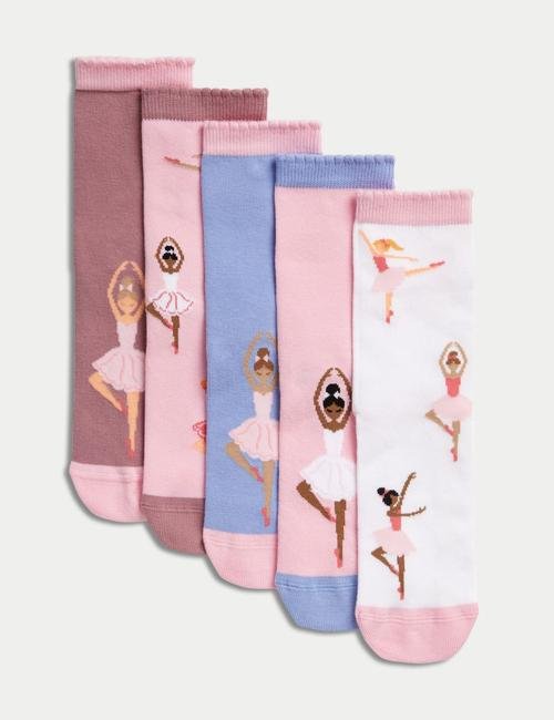 Multi Renk 5'li Balerin Desenli Çorap
