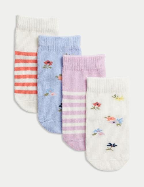 Multi Renk 4'lü Desenli Bebek Çorabı (0-3 Yaş)