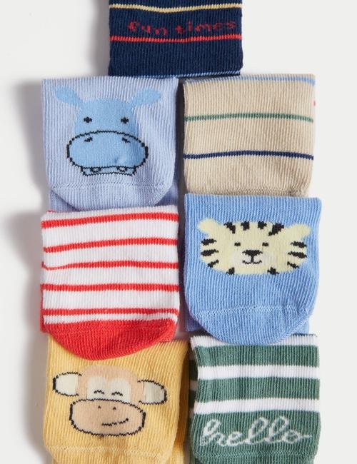 Multi Renk 7'li Desenli Çorap  (0-3 Yaş)