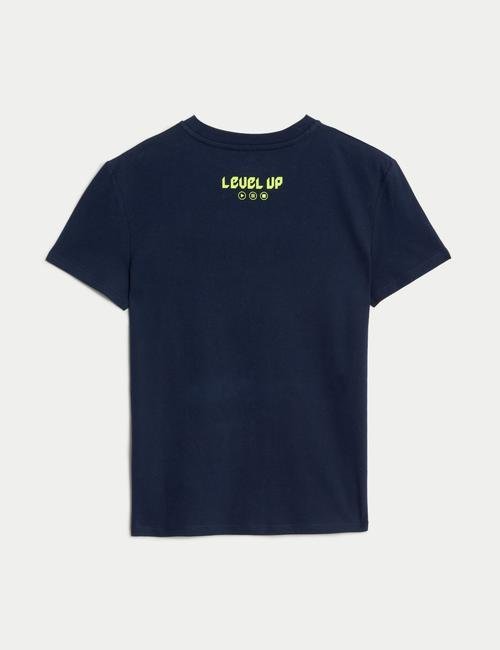 Lacivert Saf Pamuklu Kısa Kollu T-Shirt (6-16 Yaş)