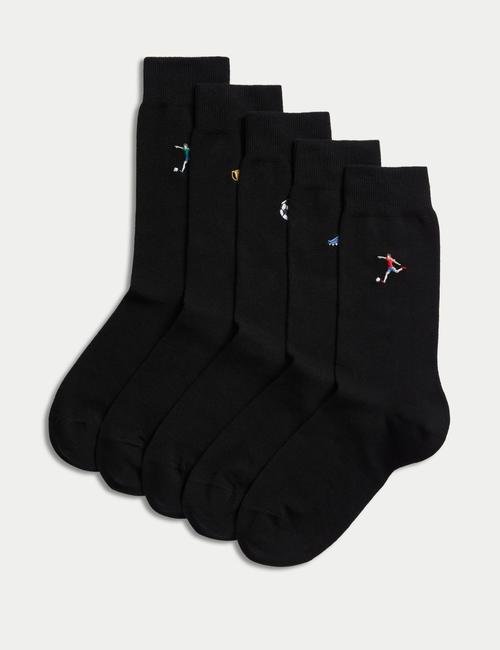 Siyah Mix 5'li Cool & Fresh™ Futbol Temalı Çorap Seti