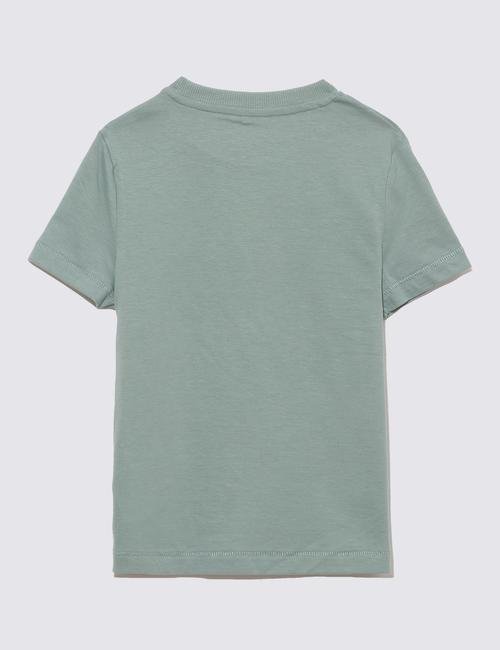Yeşil Saf Pamuklu Kısa Kollu T-Shirt (2-7 Yaş)