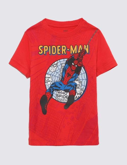 Kırmızı Saf Pamuklu Spider-Man™ T-Shirt (2-7 Yaş)