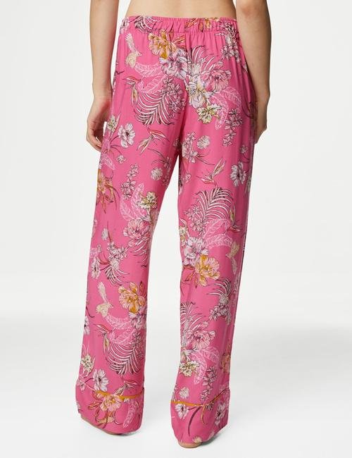 Pembe Çiçek Desenli Pijama Altı