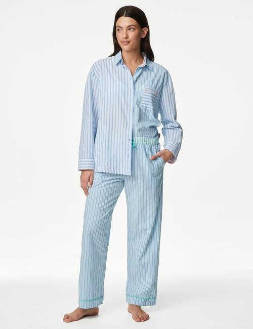 Mavi Cool Comfort™ Çizgili Desenli Pijama Altı