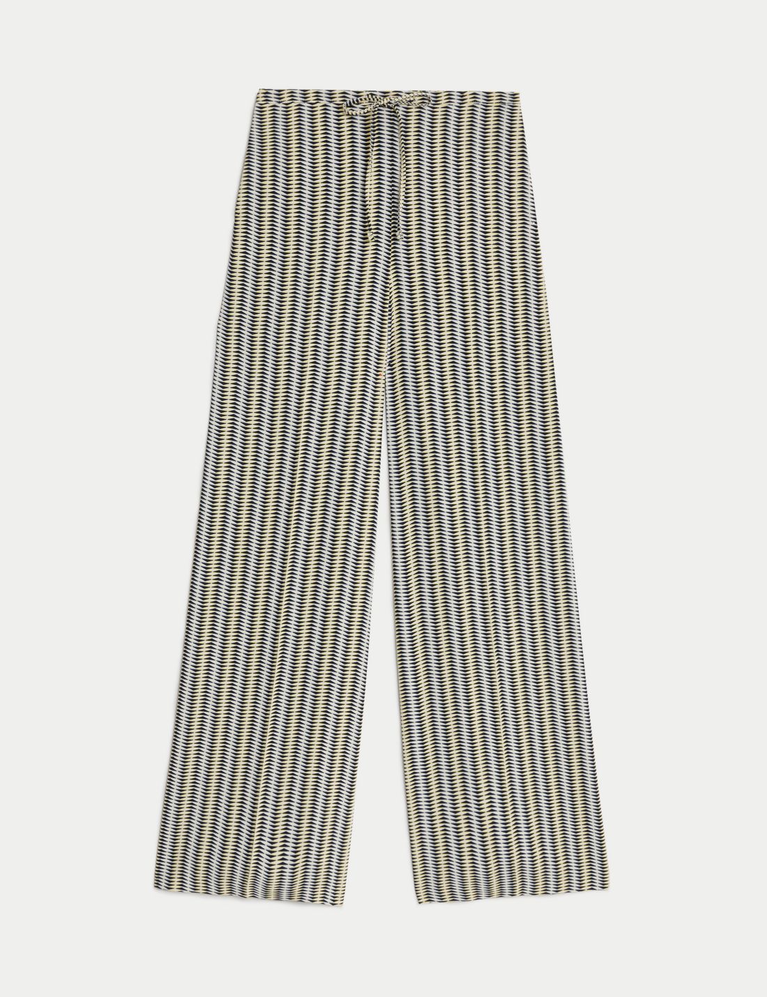 Yüksek Bel Desenli Wide Leg Pantolon_4