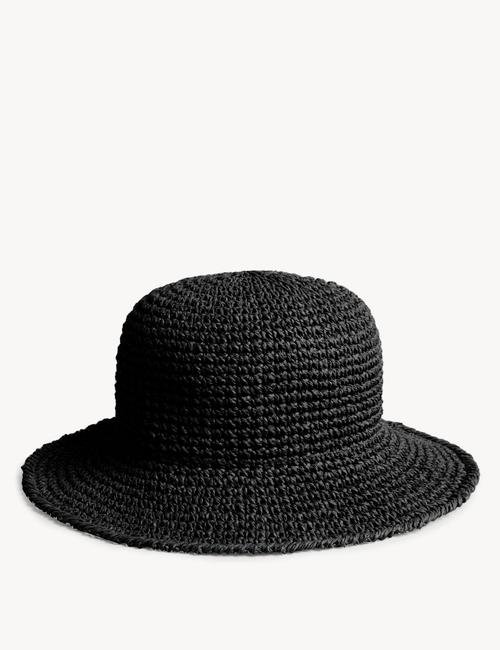 Siyah Hasır Bucket Şapka