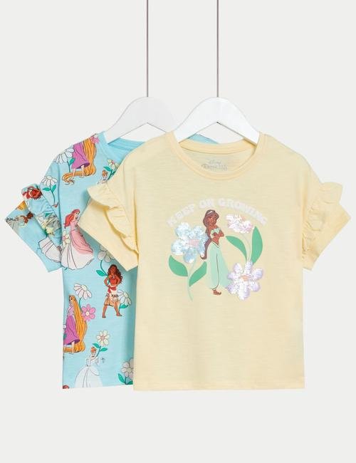 Multi Renk Saf Pamuklu 2'li Disney Princess™ T-Shirt (2-8 Yaş)