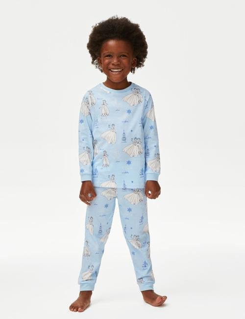 Mavi Saf Pamuklu Frozen™ Pijama Takımı (2-8 Yaş)