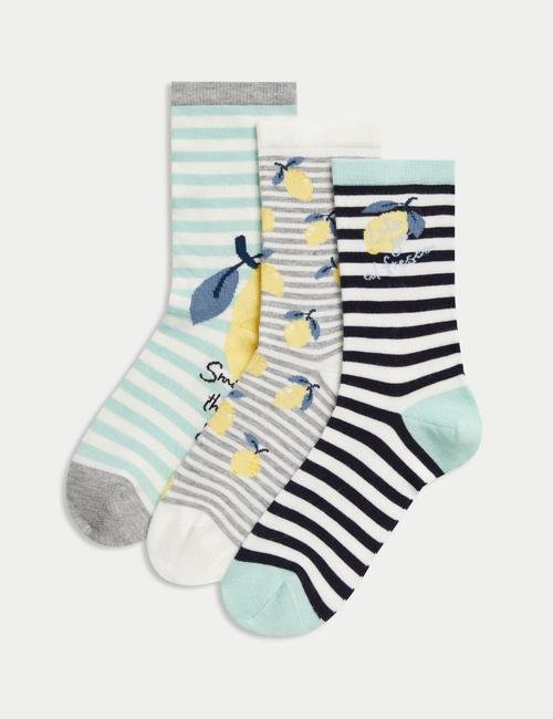 Yeşil 3'lü Limon Desenli Sumptuously Soft™ Çorap Seti