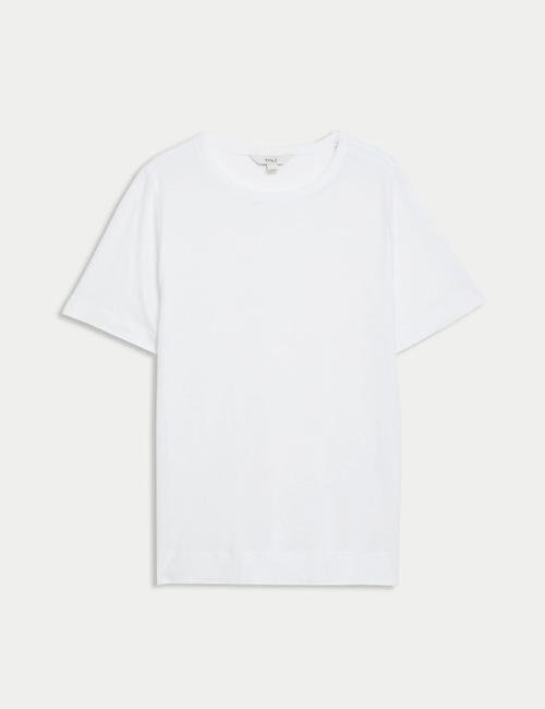 Beyaz Kısa Kollu Keten T-Shirt