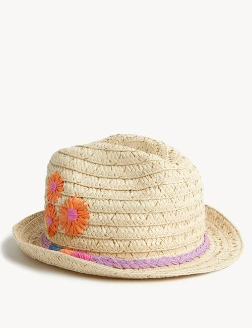 Multi Renk Çiçek Desenli Hasır Bucket Şapka