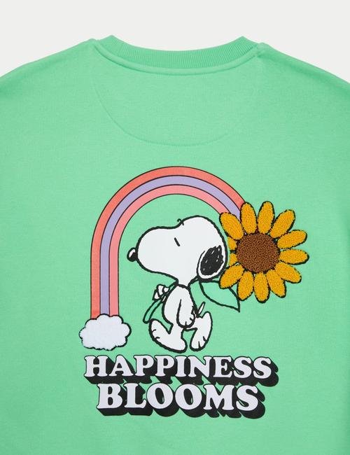 Yeşil Snoopy™ Yuvarlak Yaka Sweatshirt (6-16 Yaş)