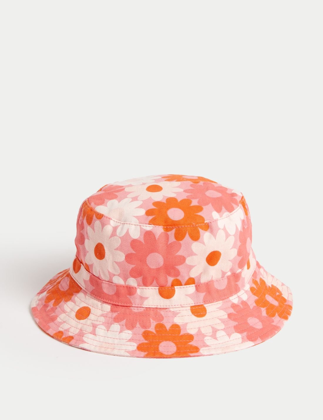Saf Pamuklu Çiçek Desenli Bucket Şapka (1-13 Yaş)