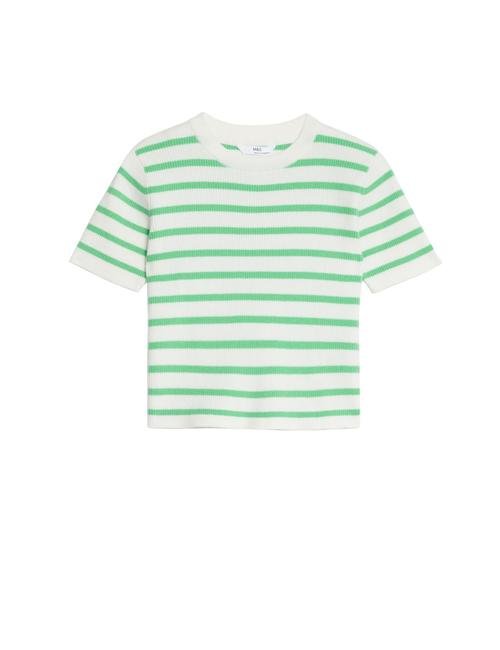 Yeşil Fitil Detaylı Kısa Kollu Örme T-Shirt (6-16 Yaş)