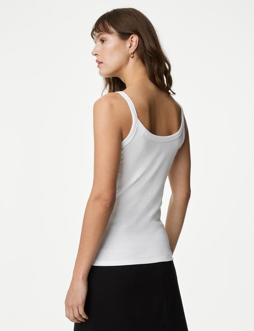 Beyaz Saf Pamuklu Askılı T-Shirt
