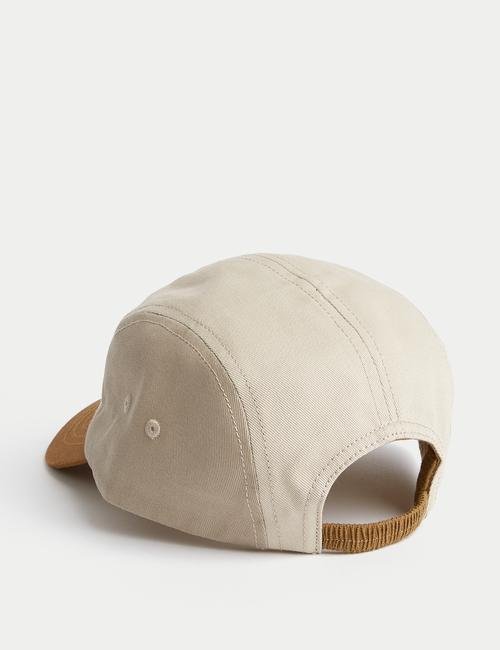 Krem Saf Pamuklu Renk Bloklu Şapka (1-6 Yaş)