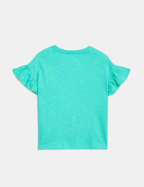 Mavi Saf Pamuklu Payetli T-Shirt (2-7 Yaş)