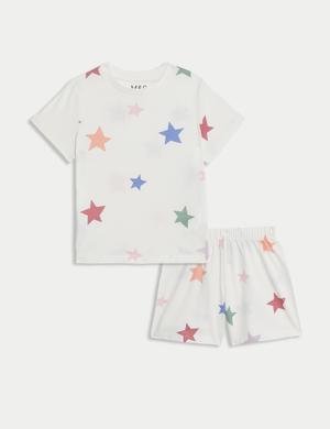 Saf Pamuklu Yıldız Desenli Pijama Takımı (1-8 Yaş)
