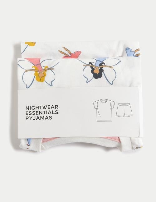 Beyaz Desenli Kısa Kollu Şortlu Pijama Takımı (1-8 Yaş)