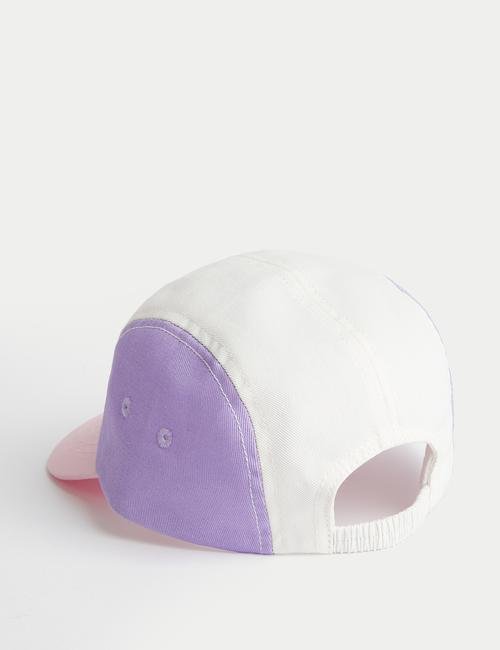 Pembe Saf Pamuklu Renk Bloklu Beyzbol Şapkası