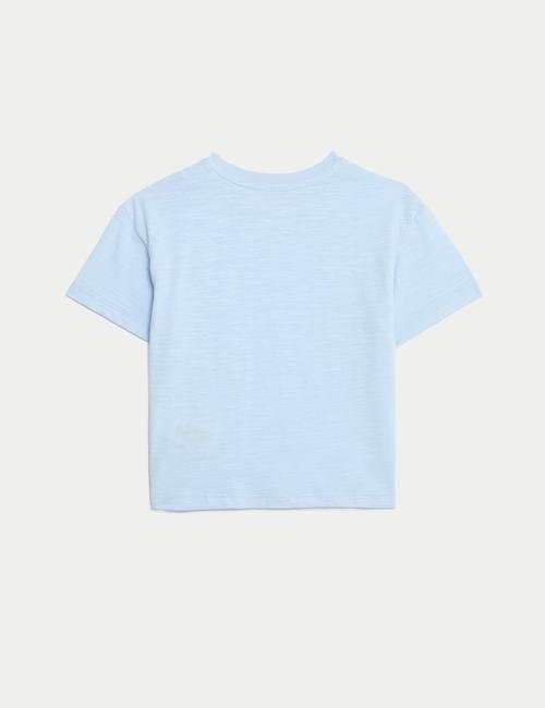 Mavi Saf Pamuklu 5'li Kısa Kollu T-Shirt (0-3 Yaş)