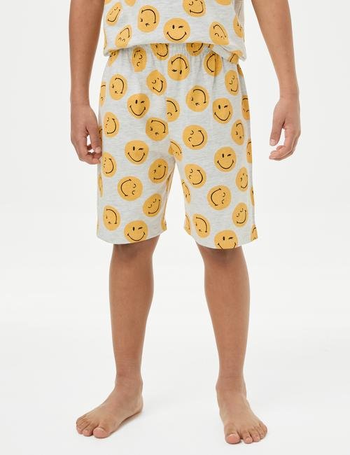 Gri SmileyWorld® Şortlu Pijama Takımı (6-16 Yaş)